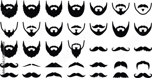 Beard and mustache styles collection for men grooming design elements
