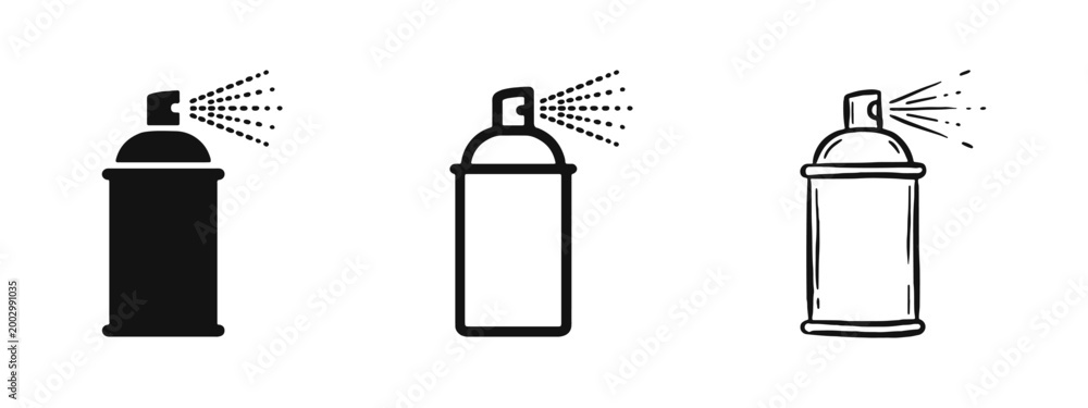 Fototapeta premium Spray Paint Can Icon Set - Aerosol Container and Graffiti Art Symbols