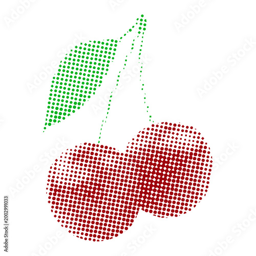cherry with photocopy effects. halftone vector