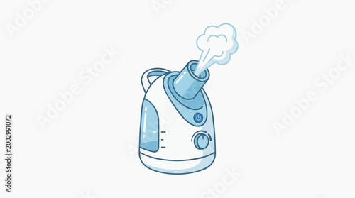 A cool steam from a vaporizer, illustrated against a seamless backdrop. Evoking a sense of comfort.