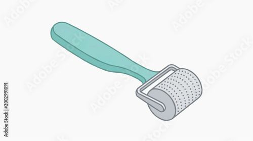 An aesthetic roller lies, a beauty tool with a patterned roller that promises to rejuvenate. The design is simple, it implies simplicity and care.