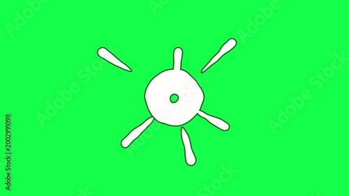 Cartoon FX smoke burst explosion animation on a green background. 2d smoke explosion elements motion graphics hand-drawn animations of cartoon smoke explode effects with alpha channel