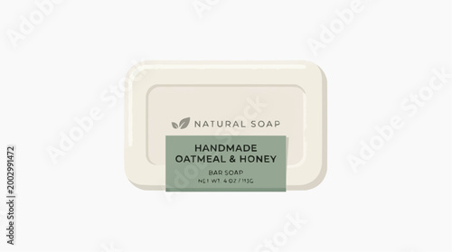 A bar of handmade natural oatmeal and honey soap, promoting self-care.