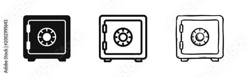 Security Safe Box and Financial Vault Icon Set