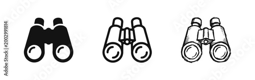 Binoculars Observation and Vision Search Icon Set