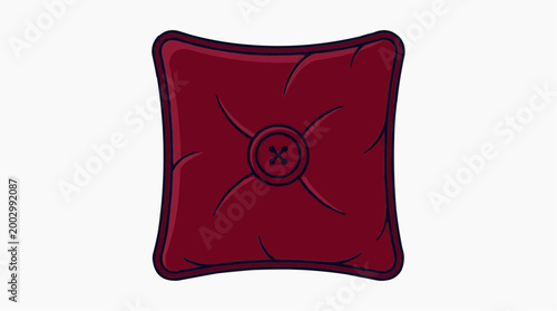 A plush, tufted cushion in a deep, inviting shade of crimson. A cozy and elegant accent for comfort and style.
