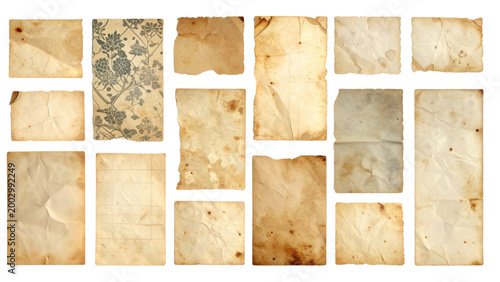 PNG Vintage torn paper textures collection on transparent background