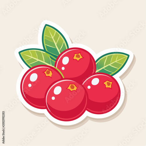Cartoon Cranberries with Leaves