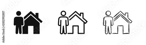 Fotografie Homeowner and Real Estate Icon Set in Solid, Line, and Sketch Styles