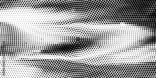 Radial halftone gradient background. Dotted concentric texture with fading effect. Black and white circle comic wallpaper. Monochrome grunge vector backdrop