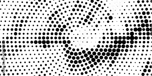 Radial halftone gradient background. Dotted concentric texture with fading effect. Black and white circle comic wallpaper. Monochrome grunge vector backdrop