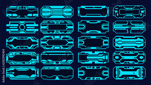 Bilde på lerret futuristic interface frames collection cyan glowing sci fi ui elements on dark b