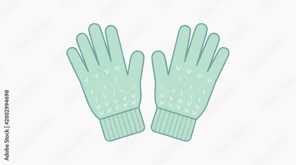 Fototapeta premium A Pair of turquoise winter gloves, ready to protect against the cold, are simply and stylishly portrayed, perfect for any cozy design.