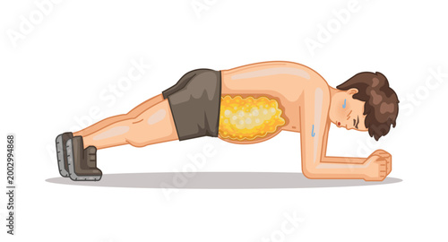 Man Doing Plank Exercise With Visible Fat