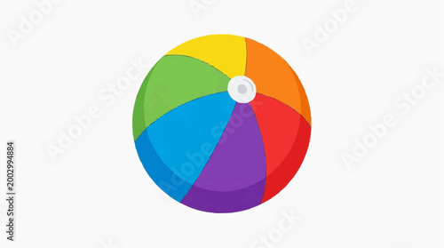 A vibrant beach ball, bursting with bright colors, embodies the joy and carefree spirit of summertime fun. Perfect for seaside games, backyard leisure, and festive occasions. 