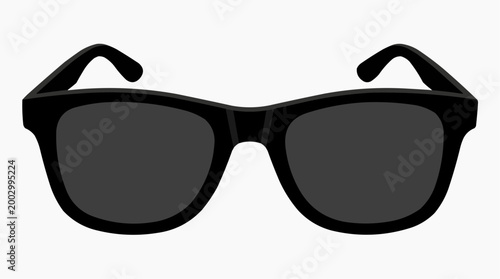 A stylish pair of dark sunglasses, conveying a sense of mystery and coolness. The classic design speaks to fashion and leisure.