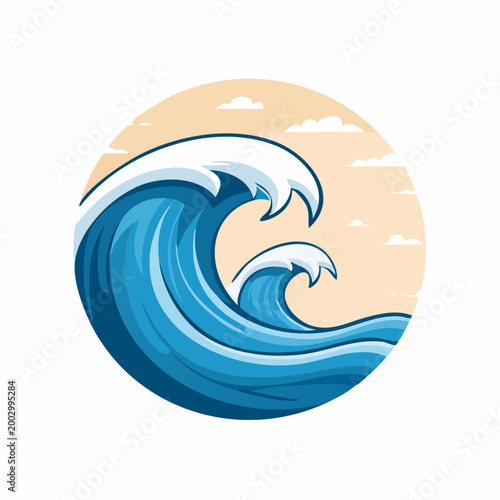 Stylized Illustration of Crashing Ocean Waves