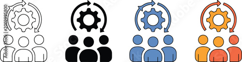 Corporate Business Team Management Vector Icon Set Representing Workforce Optimization