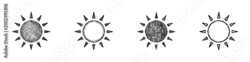Sketch sun disk icon design set