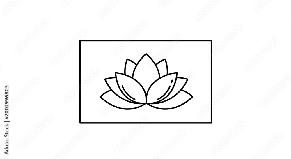 Fototapeta premium Minimalist Lotus Flower Icon, Simple Outline Drawing, Zen Symbol, Vector Art