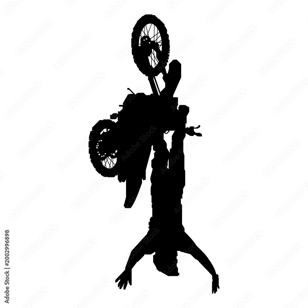 Fototapeta premium Vertical Freestyle Motocross Stunt Silhouette, Extreme FMX Vertical Jump Action