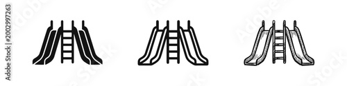 Playground Slide Recreation Icon Set for Children Activities