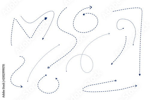 Set of Hand Drawn Dashed Line Arrows PNG