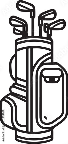 Golf bag full of clubs, essential equipment for leisure pursuits.