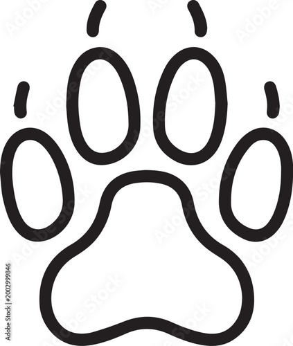 A detailed close-up illustration of an animal paw print, showcasing its unique shape and texture, evokes a sense of wildlife, exploration, and the raw beauty of the natural world.