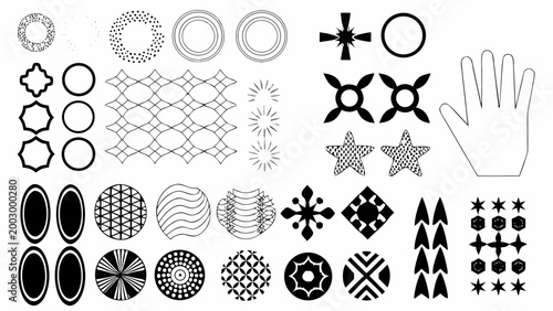 monochrome abstract shapes collection a versatile toolkit of geometric designs on a white background high quality professional detailed