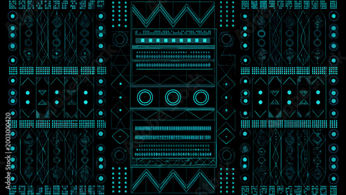 abstract geometric pattern with cyan glowing lines on a black background high quality professional detailed modern elegant stylish