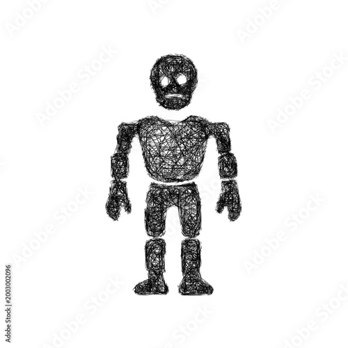 Sketch humanoid robot icon design
