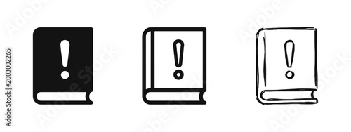 Important Book Icon Set - Manual, Guide, and Warning Symbols