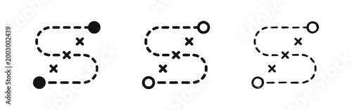 Strategy Map and Planning Icon Set - Waypoint, Route, and Navigation Symbols