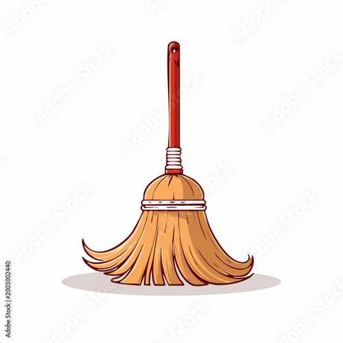 Illustration of a broom with a red handle