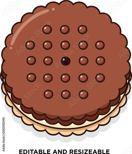 Chocolate sandwich cookie vector illustration