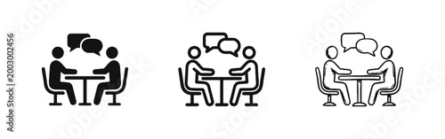 Meeting and Conversation Icon Set - Communication, Interview, and Discussion Symbols