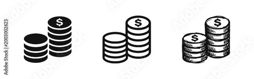 Money Stacks and Savings Icon Set - Finance, Wealth, and Investment Symbols