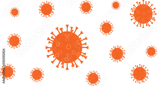 Virus Background Vector Illustration Featuring Orange Pathogen Cells in Different Sizes for Medical Science Healthcare Infection Awareness and Biology Design Projects.