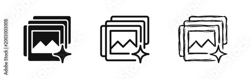 Photo Gallery and Image Enhancement Icon Set - Stack of Pictures