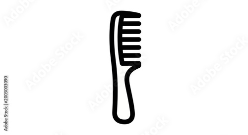 Simple black outline icon of a comb on a white background.