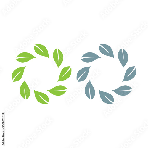 GREEN LEAVES SIGN SYMBOL LOGO VECTOR ISOLATED ON WHITE