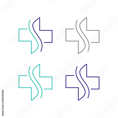 MEDICAL CROSS SET ISOLATED ON WHITE