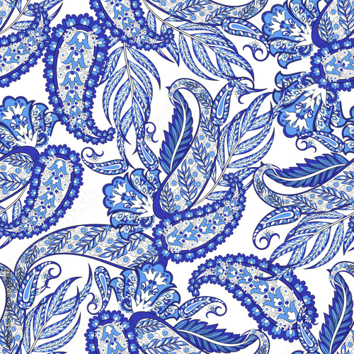 Vector textile print. Seamless Design for covers, fabrics, textiles, wrapping paper. Vector pattern Paisley Indian motifs and decorative floral elements