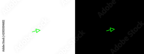 Curved Green Neon Line Form on Black Background with Clean White Space Minimal Abstract Motion Graphic Composition
