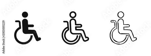 Wheelchair Accessibility Icon Set - Solid, Outline, and Hand-Drawn Sketch Styles