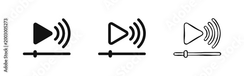 Media Player Playback Icon Set - Solid, Outline, and Hand-Drawn Sketch Styles