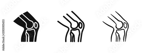 Knee joint anatomy icon set, orthopedic medicine human bone structure