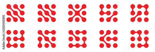 Connected liquid or nano dots pattern with vanishing effect. Disappearing organic amorphous shapes texture. Linked metaballs, molecules or cells transition background. Vector graphic illustration