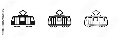 Obraz na plátně Public Transportation Tram and Electric Streetcar Icon Set